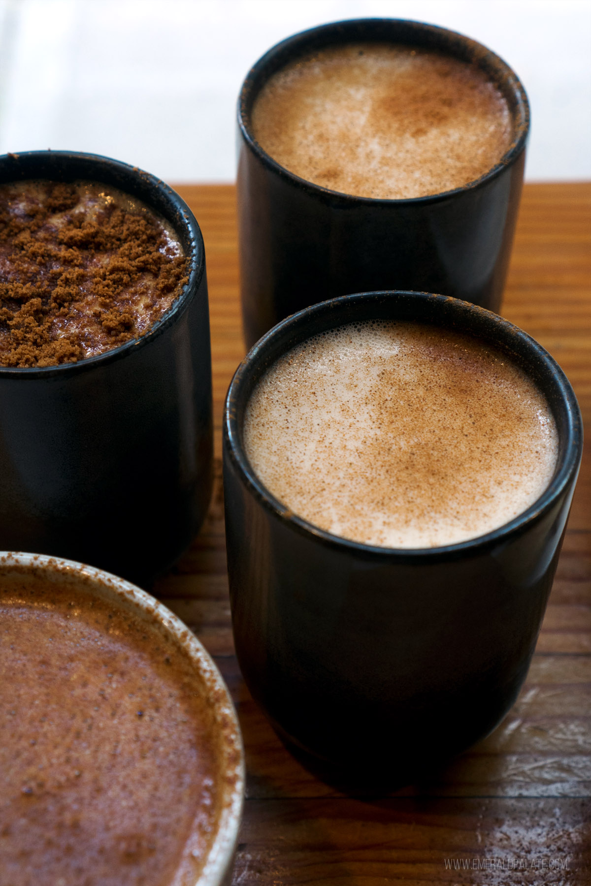 cups of coffee drinks at one of the best coffee shops in Seattle