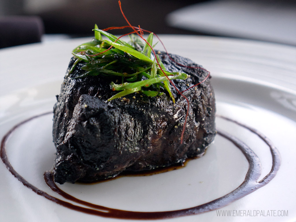 fancy plated wagyu from one of the best steak restaurants in Seattle