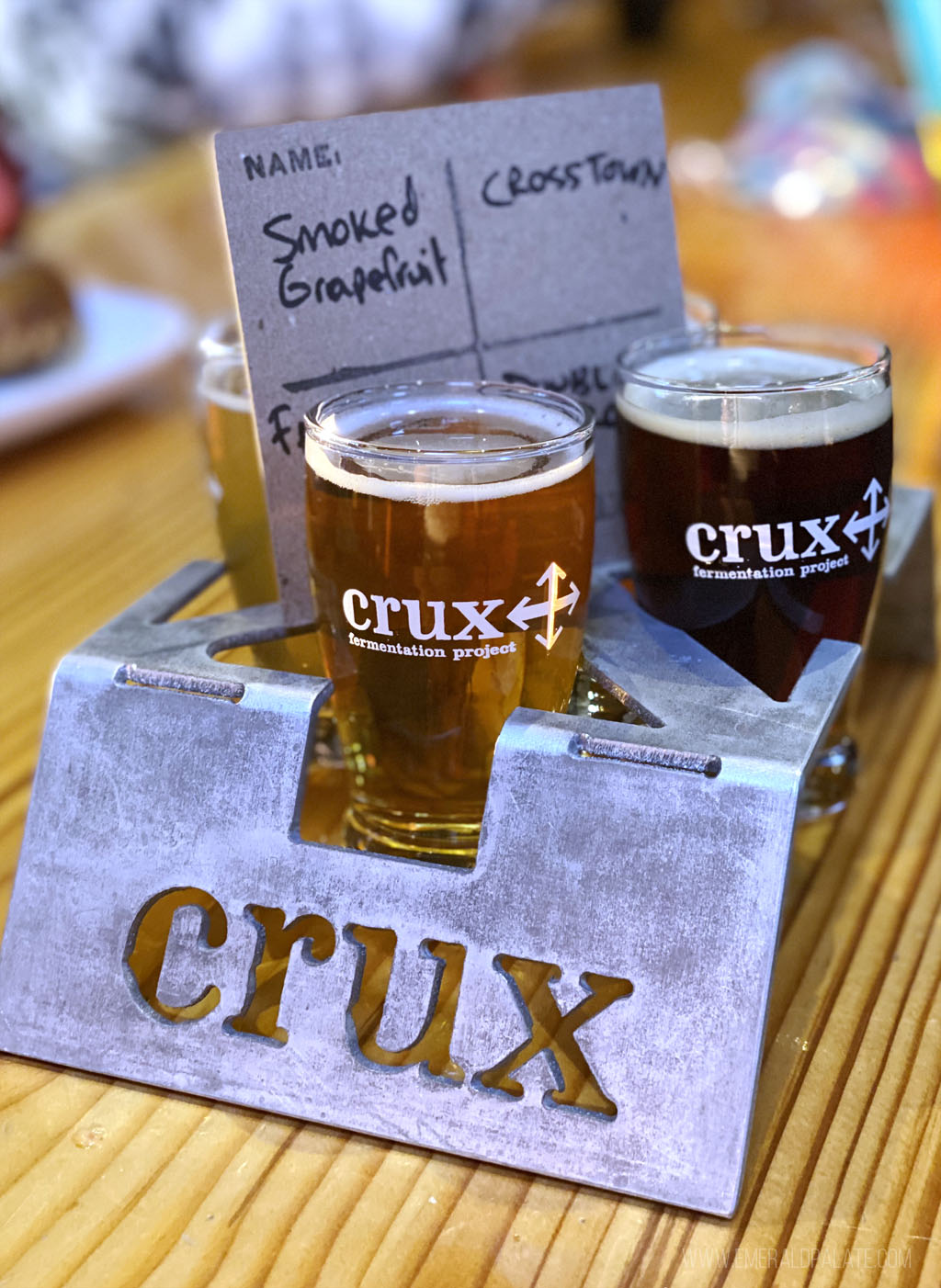 beer sampler from Crux Fermentation