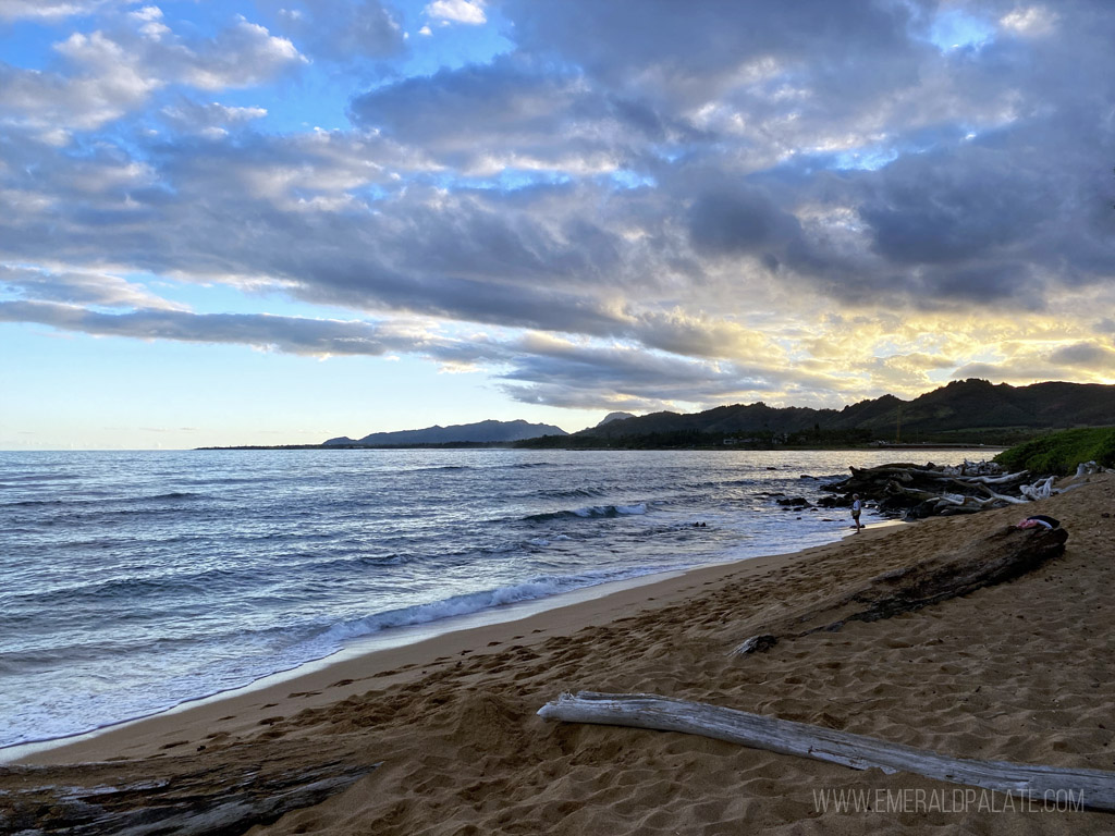 Kapa'a beach at sunset