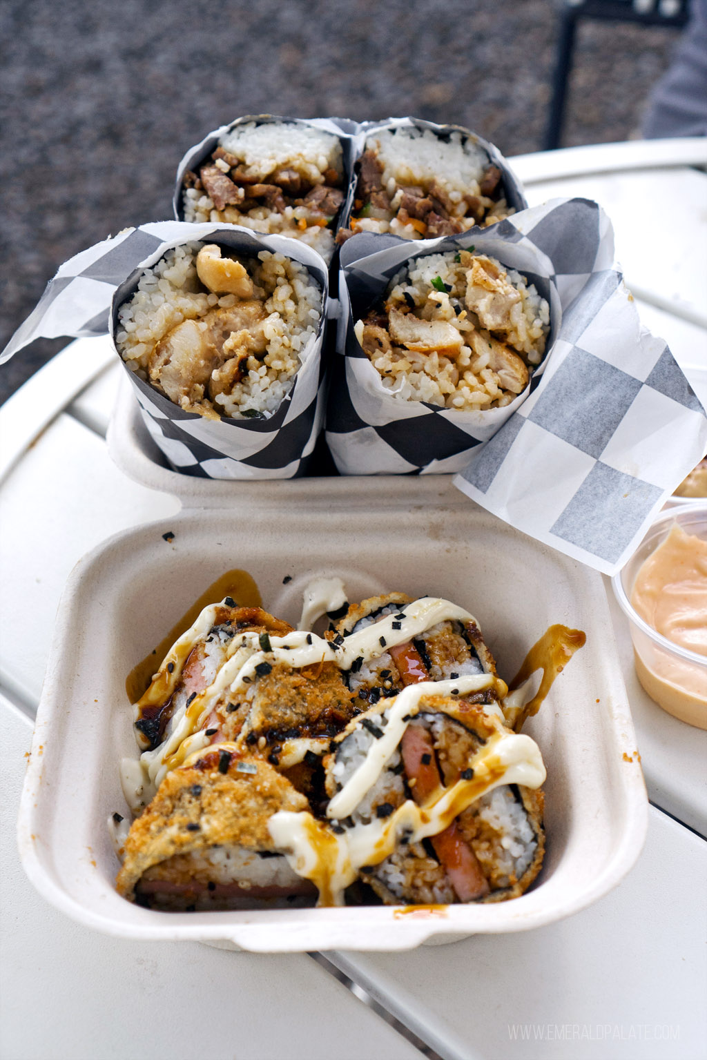 musubi in takeout containers