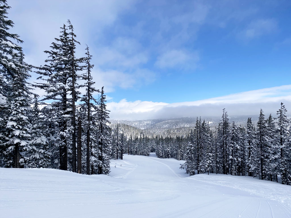 view of a nordic ski trail, one of the things in Bend Oregon in winter