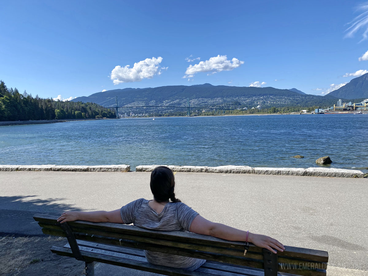 woman enjoying the view from Stanley Park
