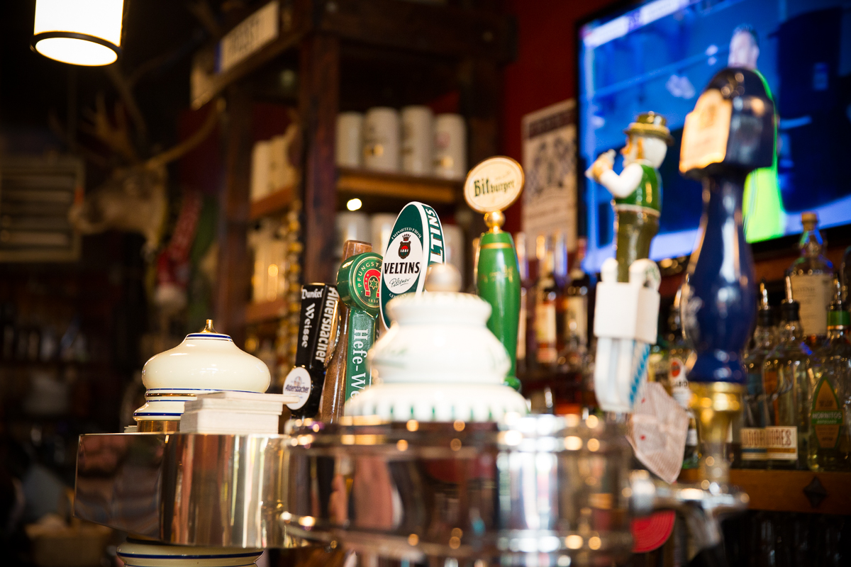 row of German beer taps