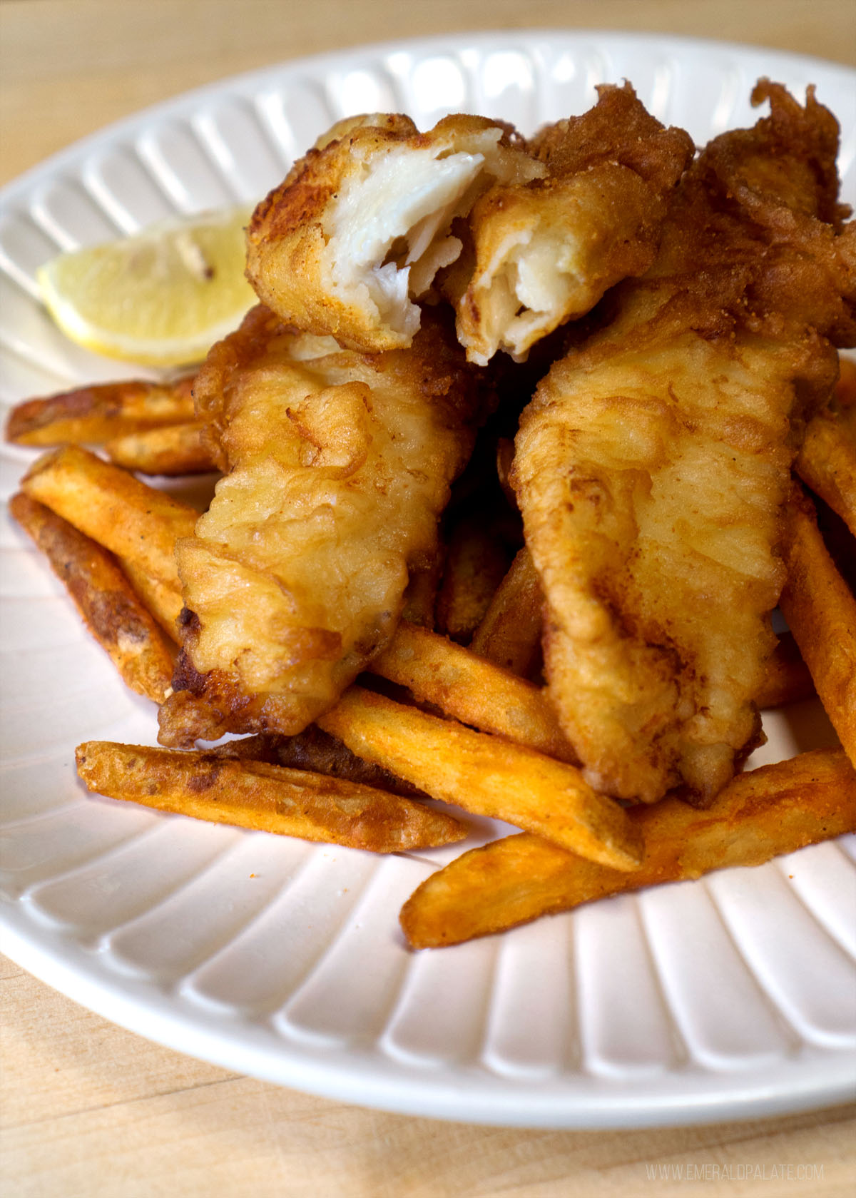plate of beer battered fish and chips