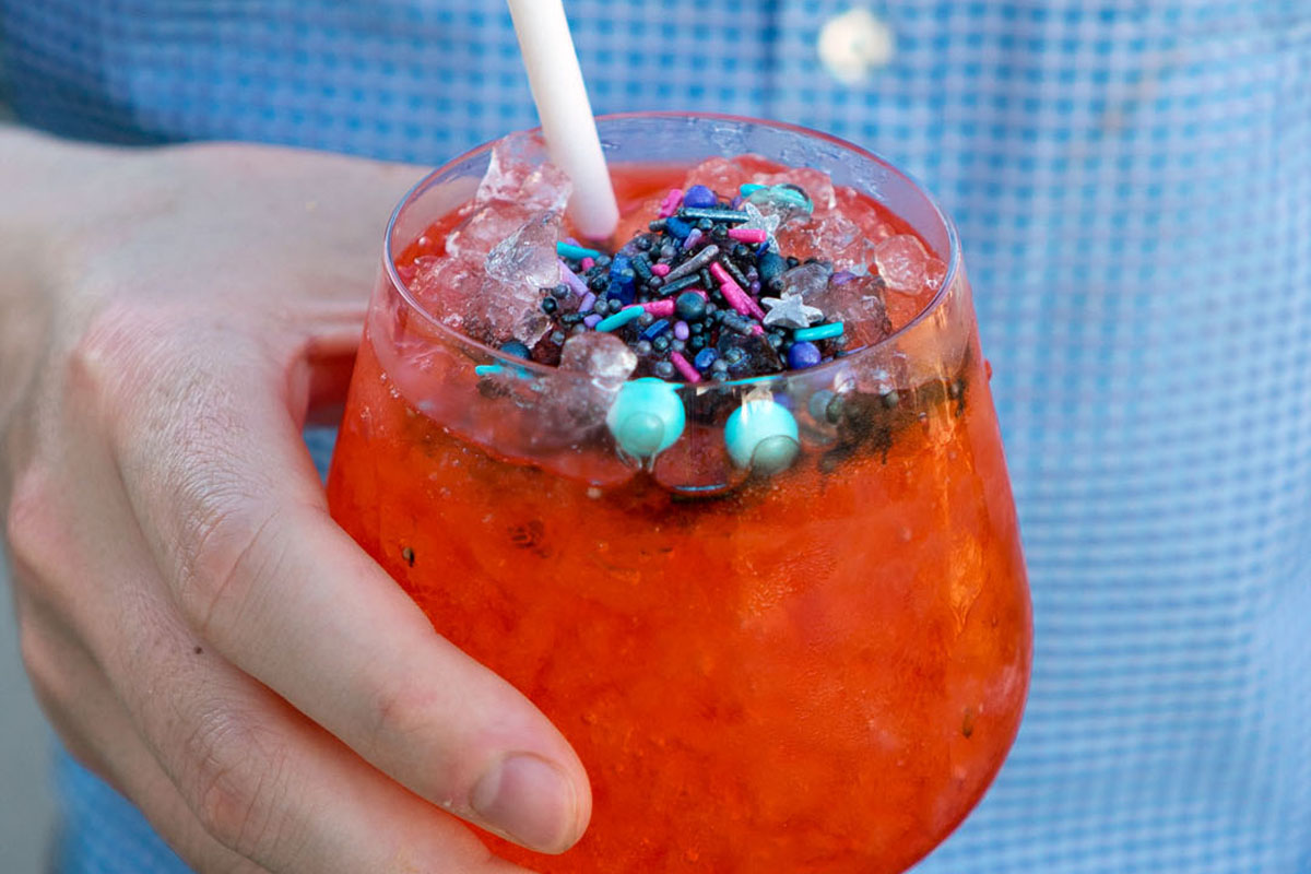 close up of a cocktail with sprinkles from one of the best speakeasy bars in Seattle