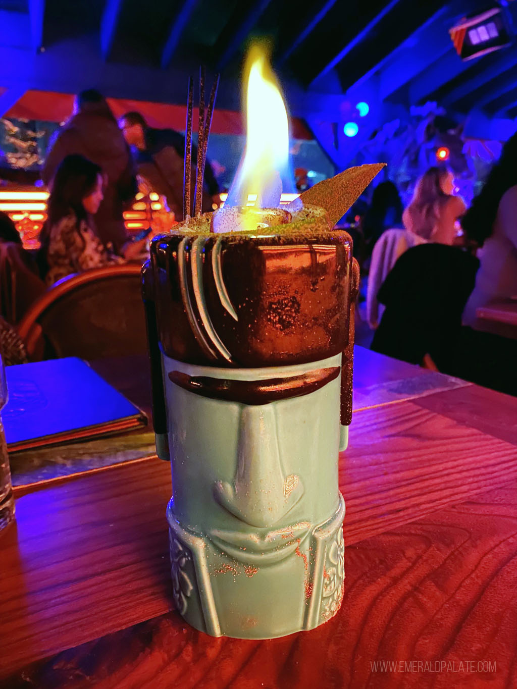 tiki drink on fire