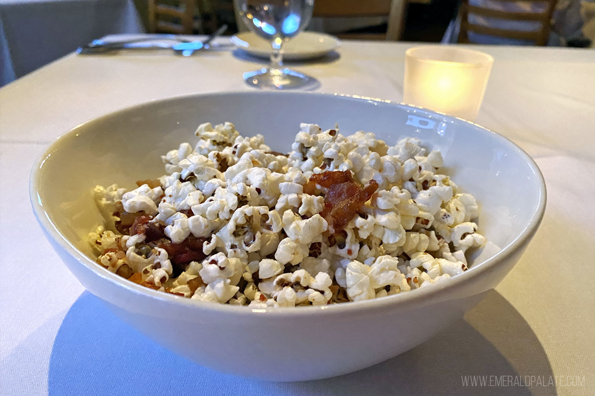 bowl of popcorn with bacon from one of the most unique Scottsdale restaurants