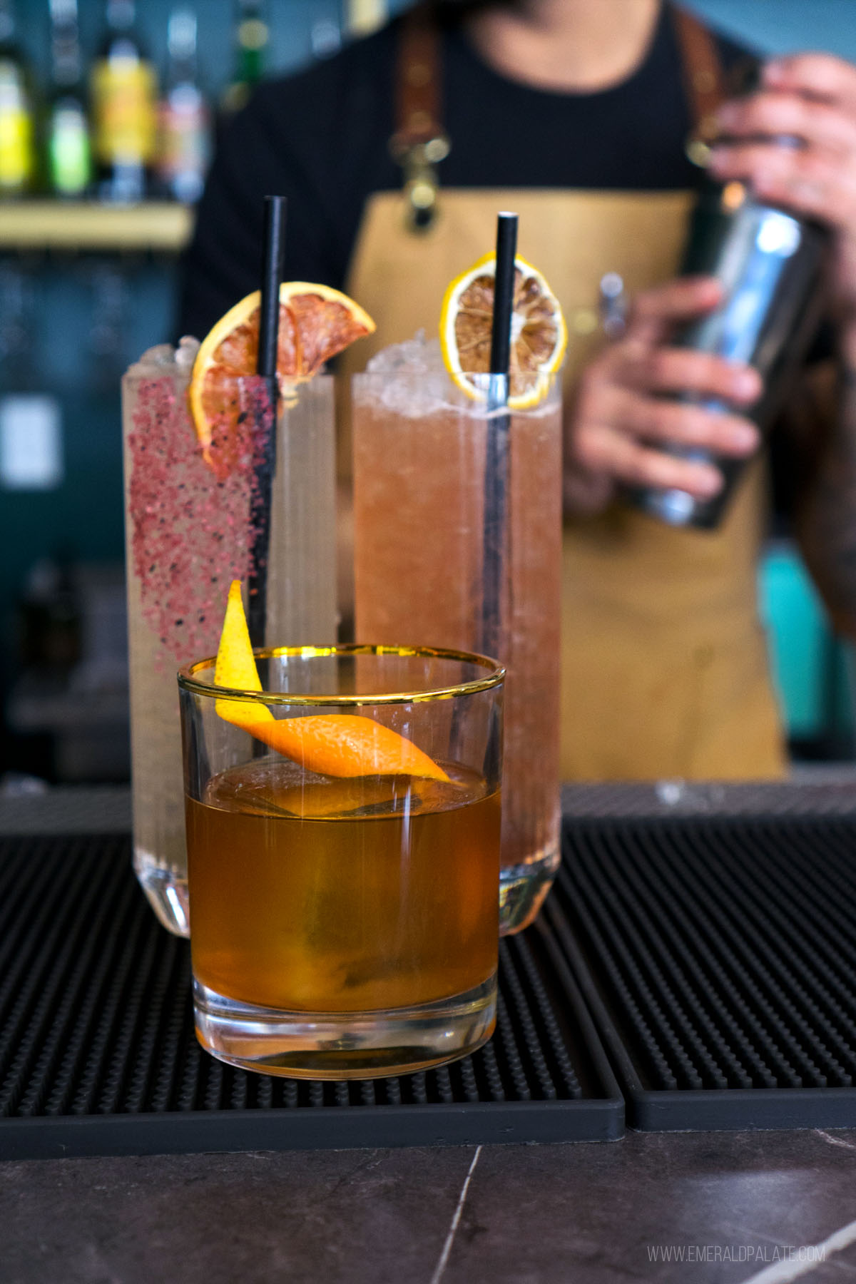 bartender making cocktails at a bar in Kelowna BC