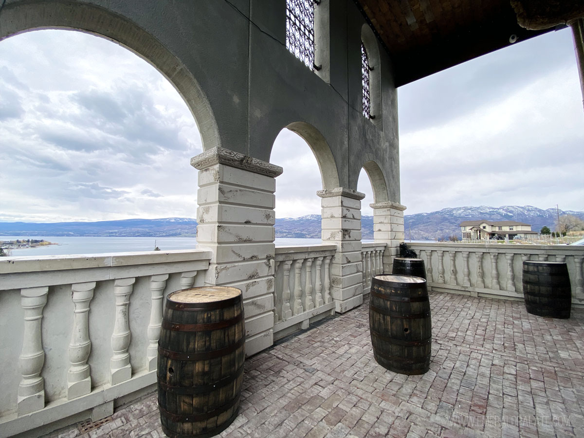 patio at a Kelowna winery overlooking the lake