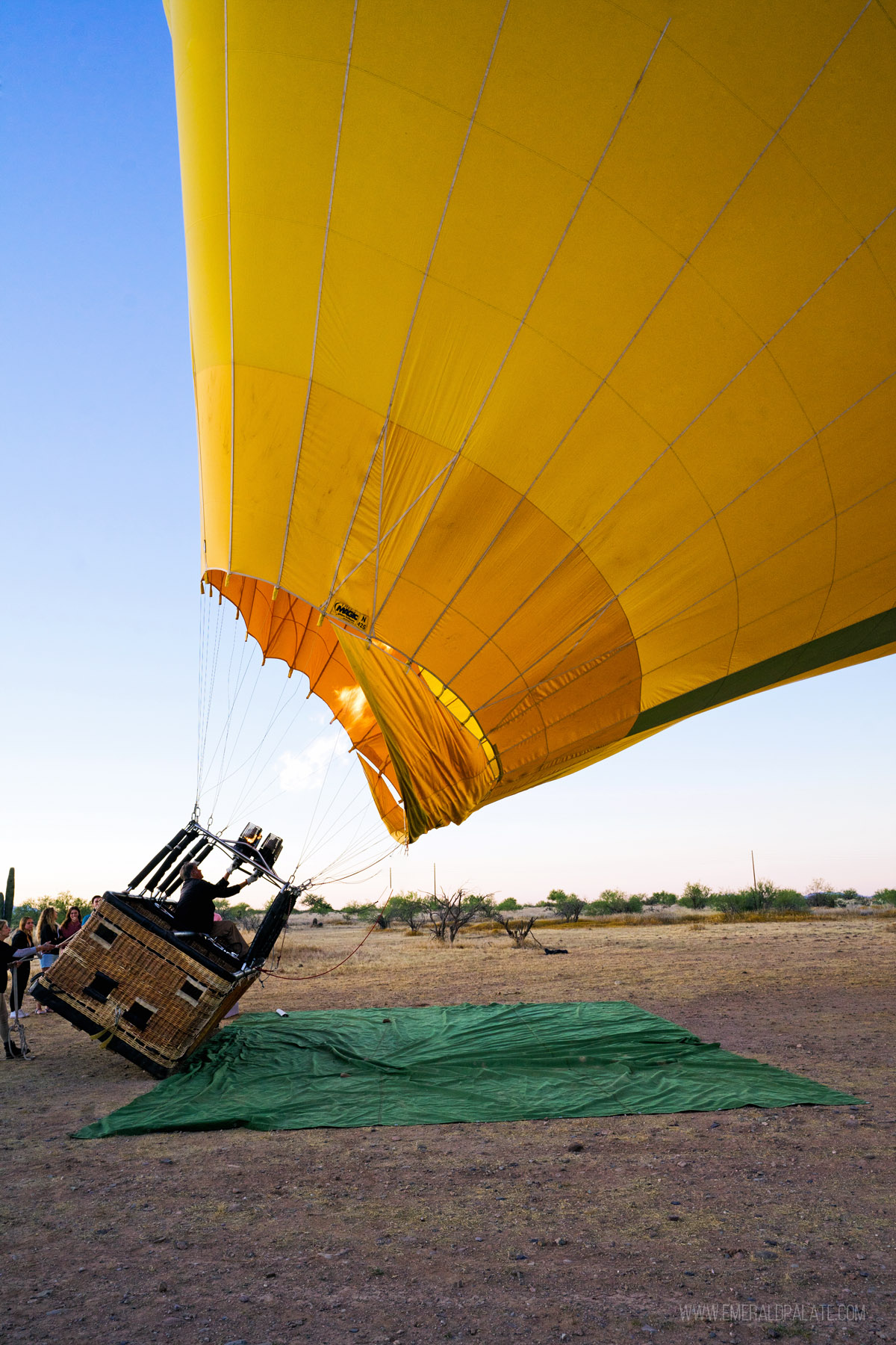 hot air balloon being tilt upright