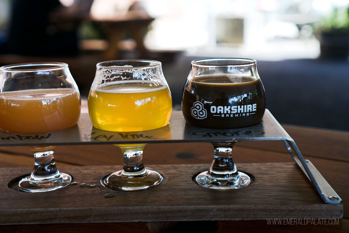 beer tasting flight, one of the most fun things to do in Eugene, Oregon