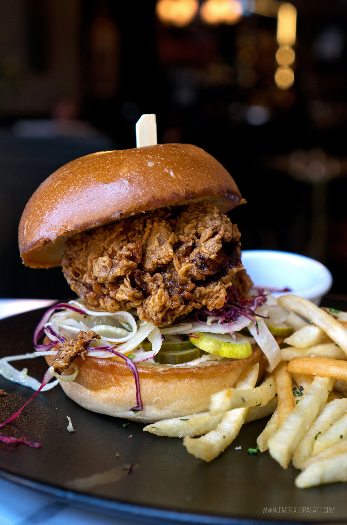 fried chicken sandwich at one of the best Eugene, OR restaurants