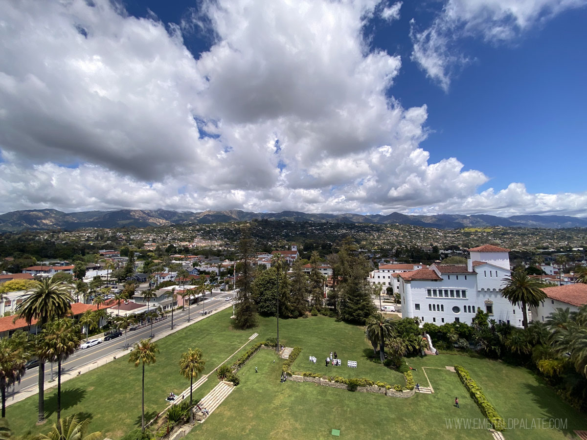 view of Santa Barbara from the courthouse lookout, a must do on your Santa Barbara itinerary