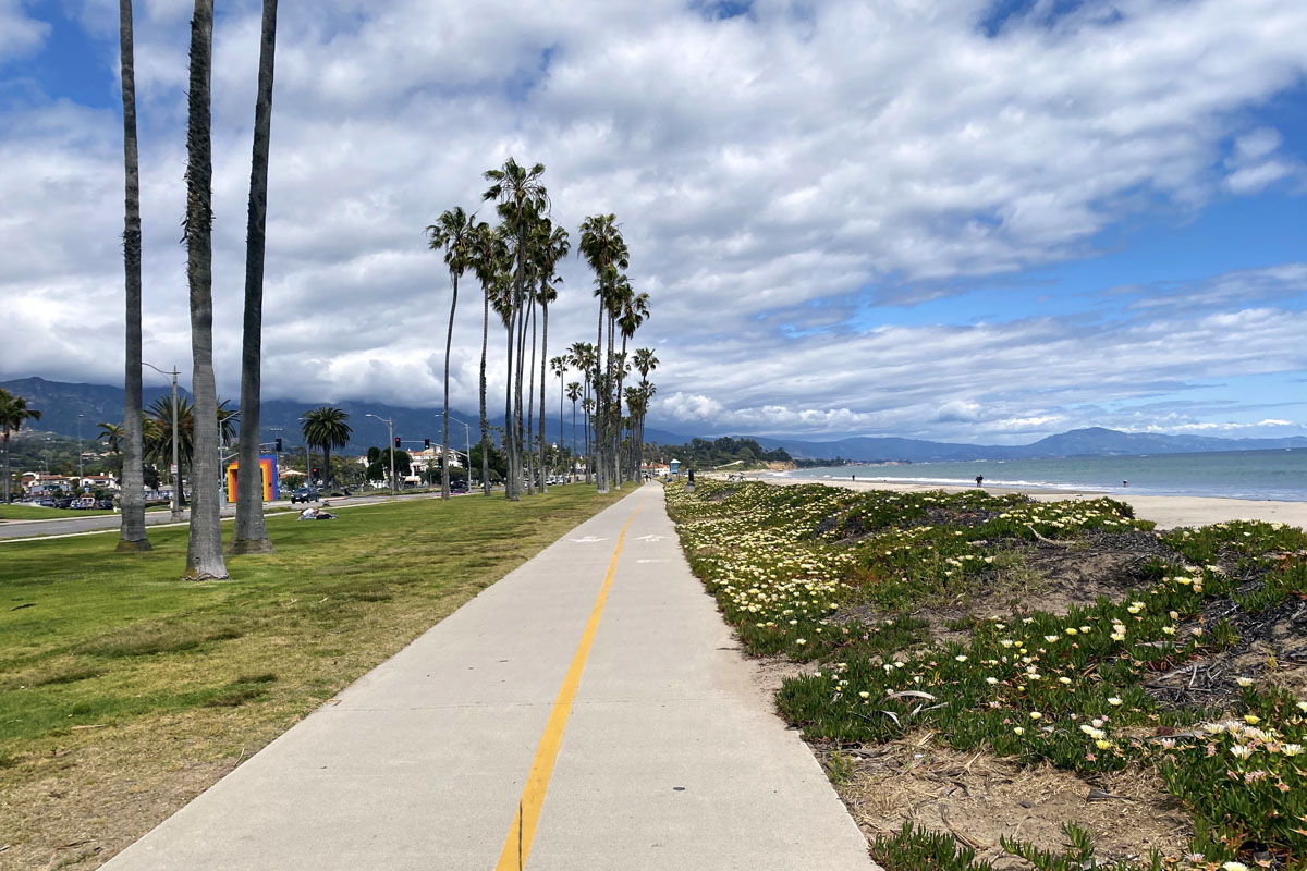 paved bike path along the ocean, a must do on any Santa Barbara itinerary