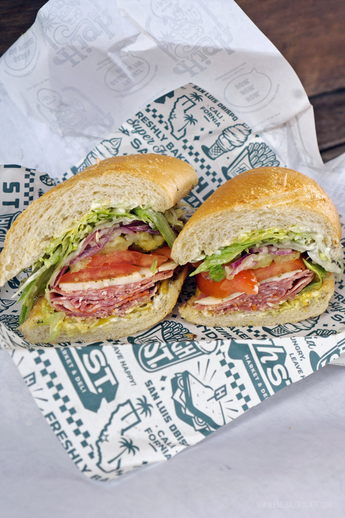 sliced Italian sub from a place to eat in San Luis Obispo