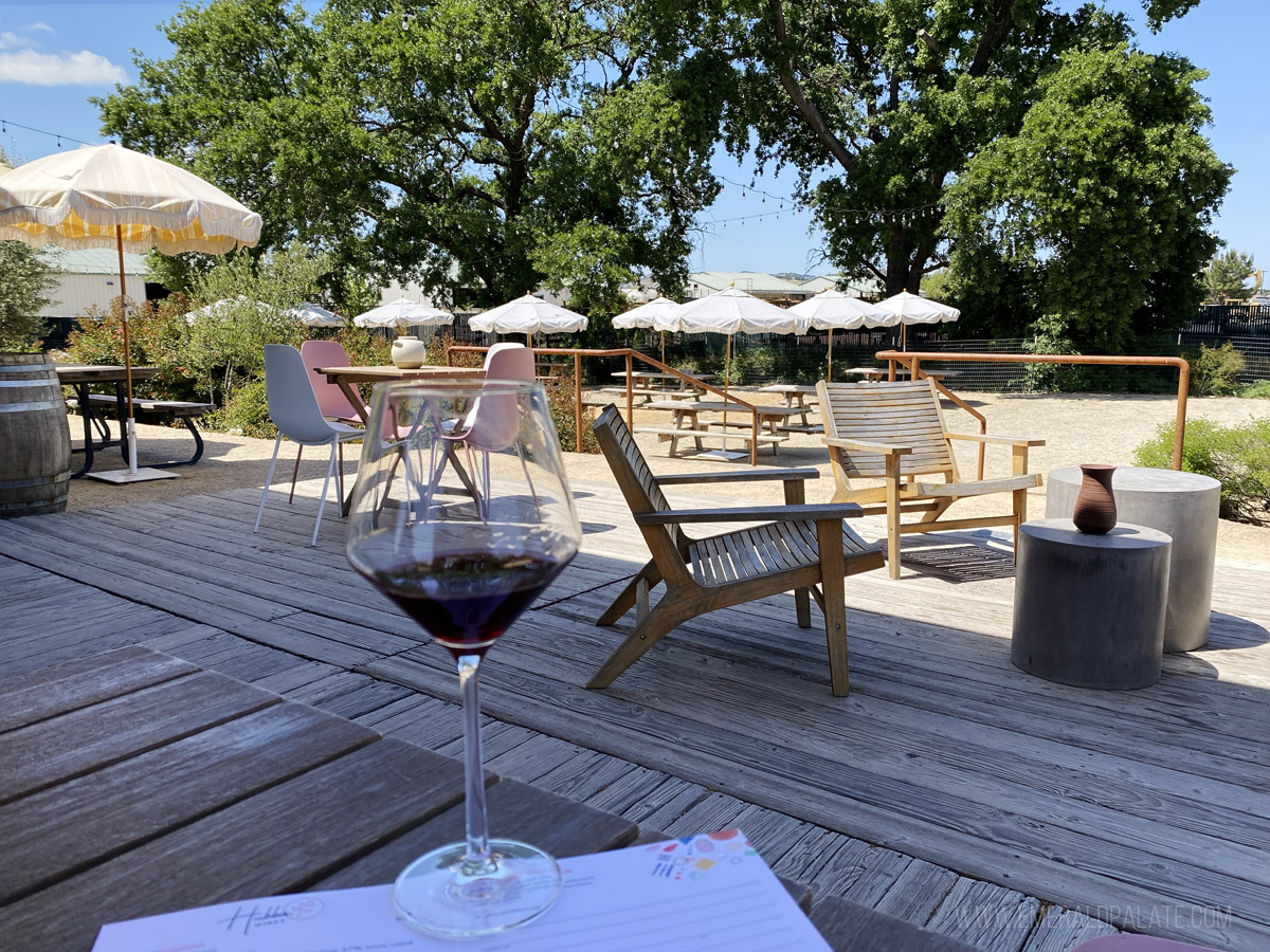 wine on a table at Hubba Wines back patio