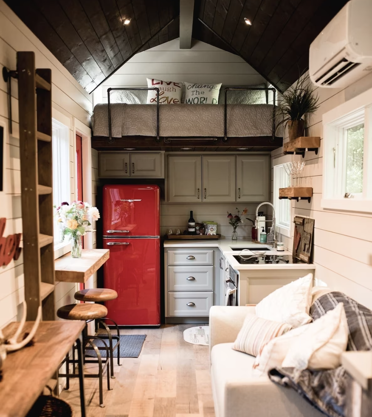 inside a tiny home cabin in Washington