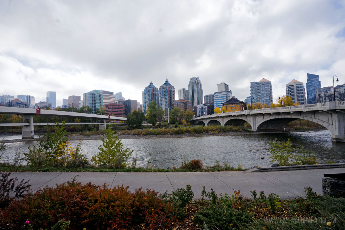 View of the Calgary skyline over the Bow River