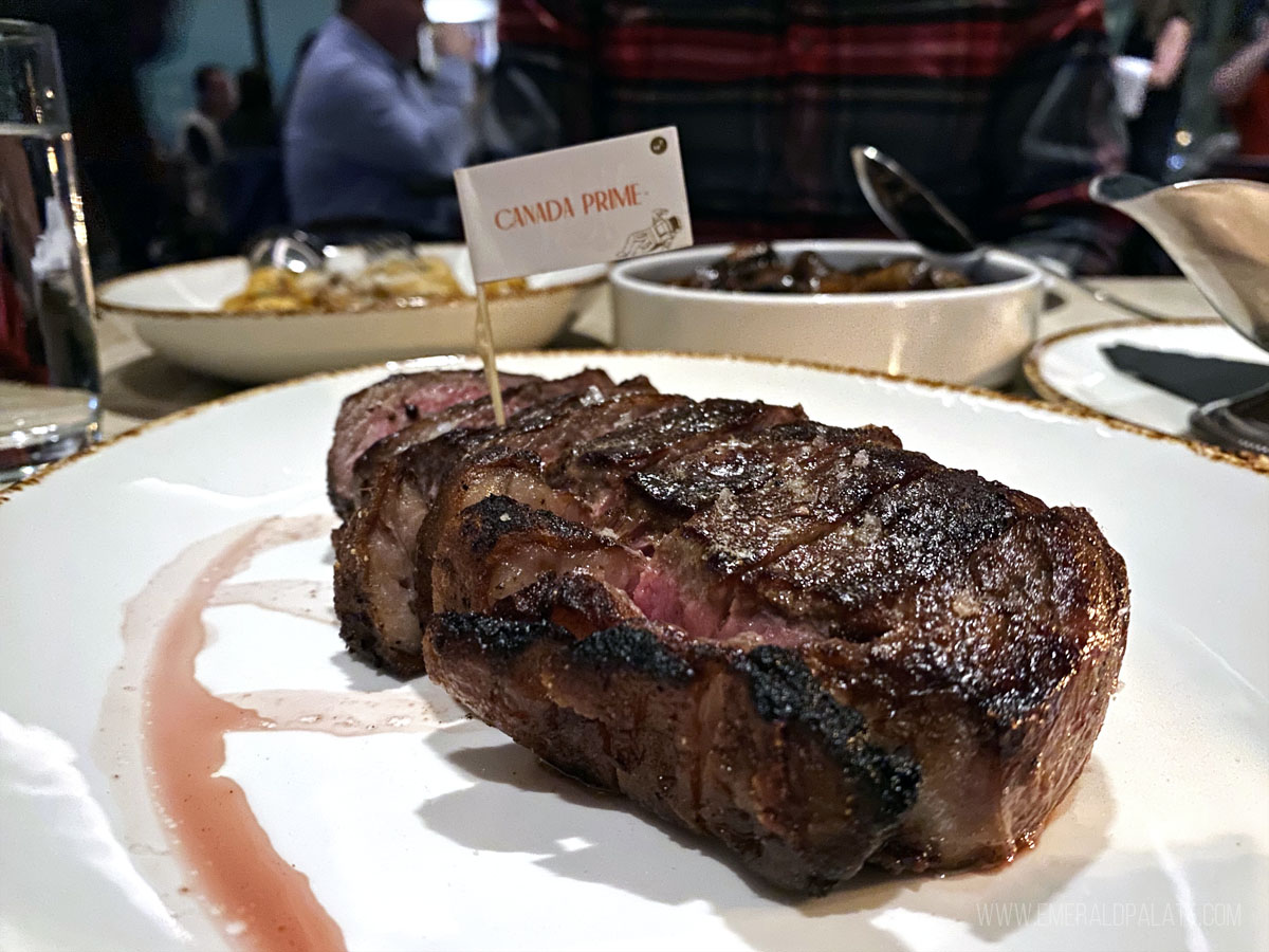 huge plate of Alberta steak from a restaurant in Calgary
