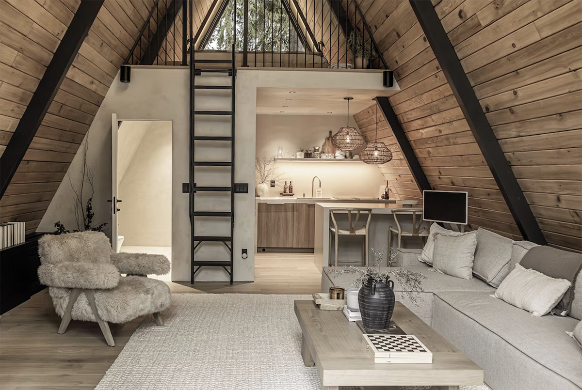 modern a-frame cabin in Mt. Rainier