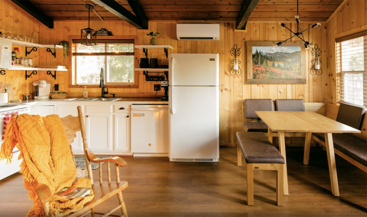 inside a cabin at one of the most romantic getaways in the Pacific Northwest