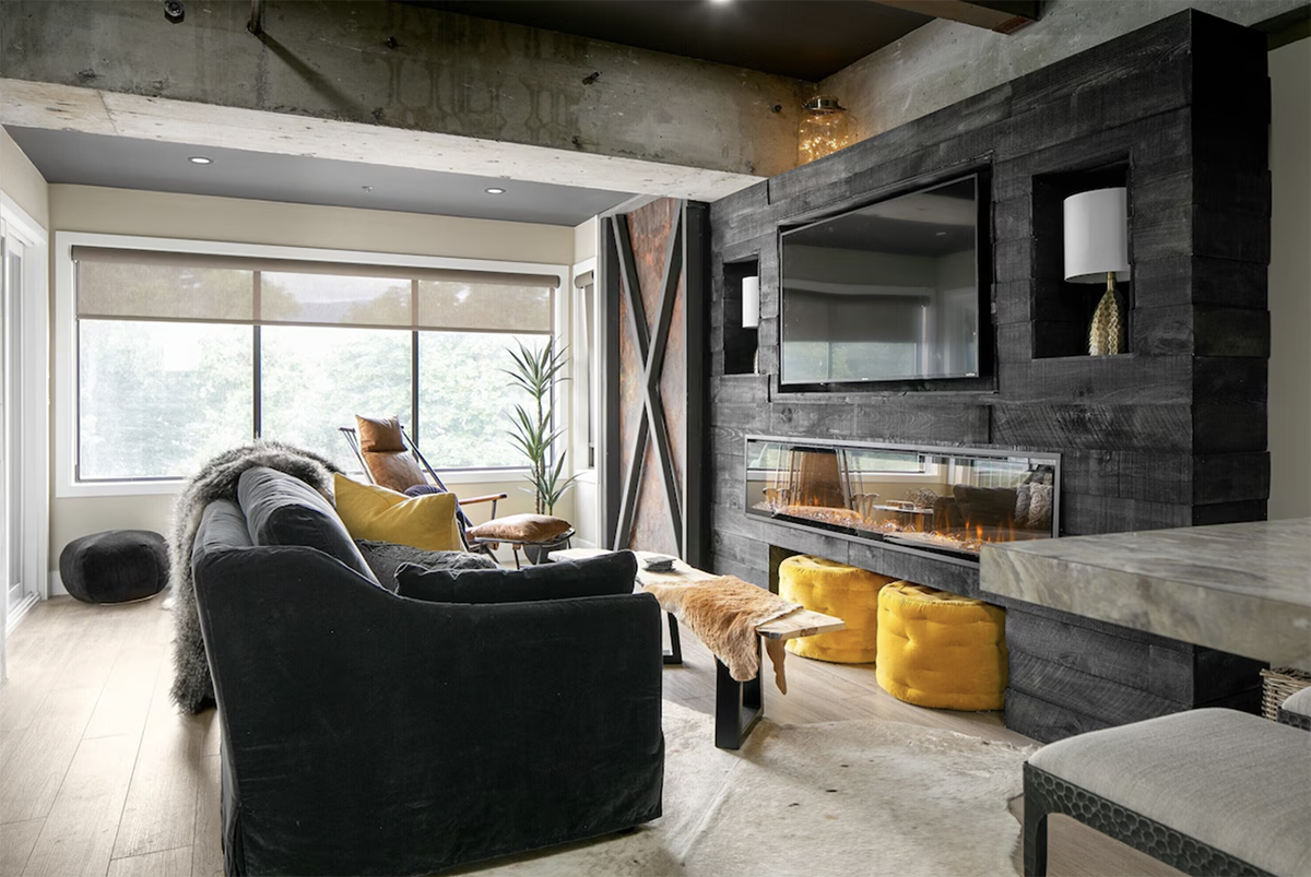Vacation rental living room with designer touches