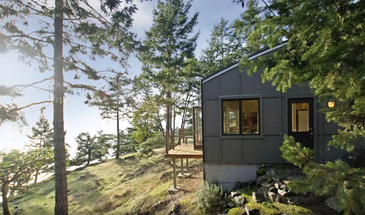 modern cabin overlooking the water