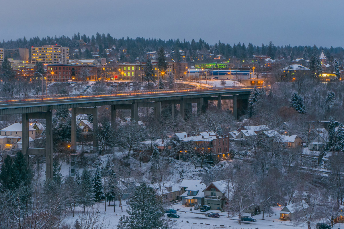 downtown Spokane in winter