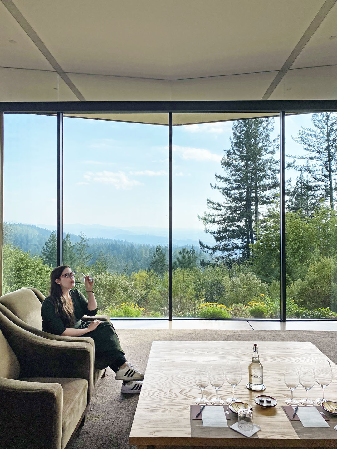 woman sipping wine at a winery in Napa Valley