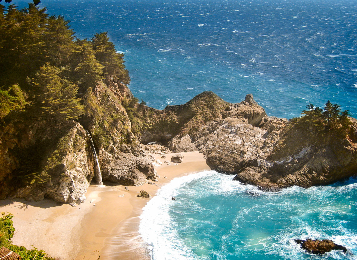 waterfall at Julia Pfeiffer State Beach in Big Sur, CA