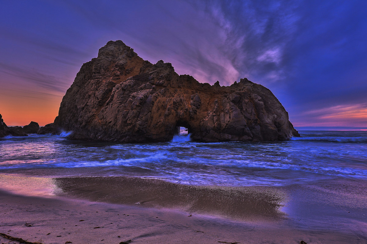 Pfeiffer Beach at night, a must visit on your San Francisco to San Diego road trip