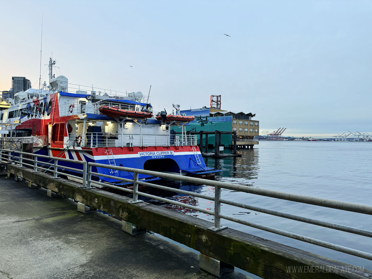 Victoria Clipper ferry docked in Seattle