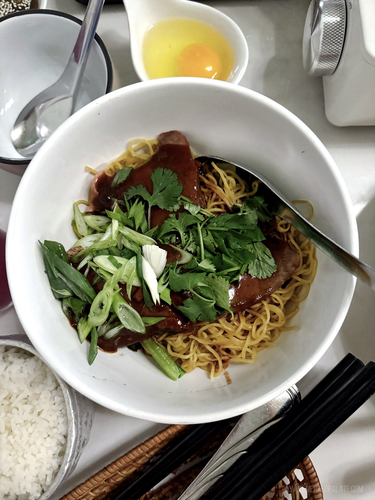 bowl of noodles and pork from one of the best restaurants in Bend Oregon