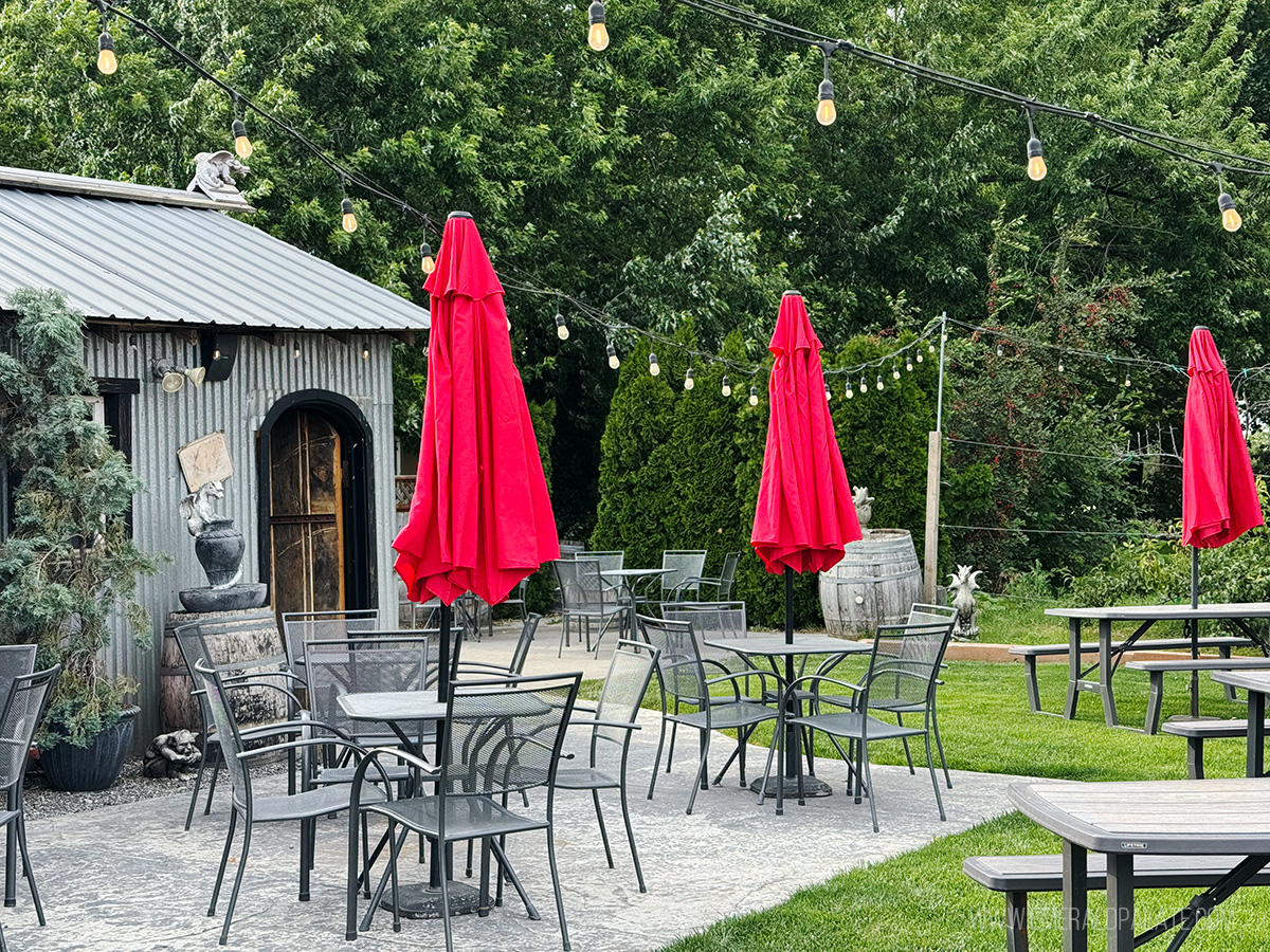 patio with umbrellas at one of the cutest breweries in Walla Walla