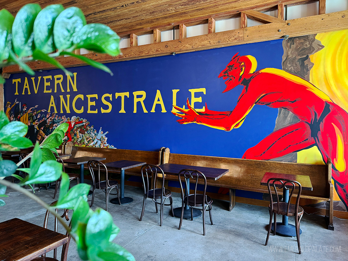 Mural inside Tavern Ancestrale, a wine bar in Walla Walla