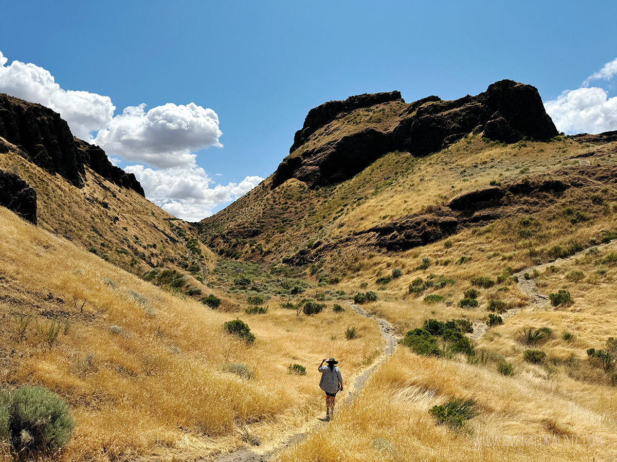 woman hiking in Wallula Gap, one of the best things to do in Walla Walla