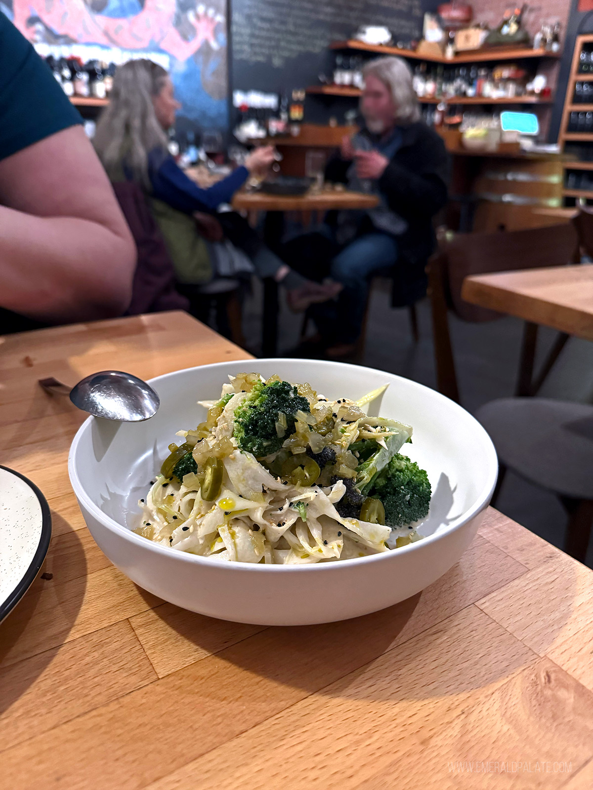 broccoli salad at a wine bar