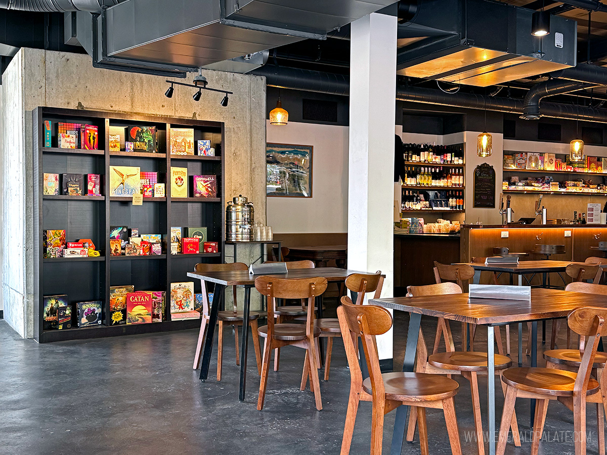 Inside a board game wine bar in Seattle