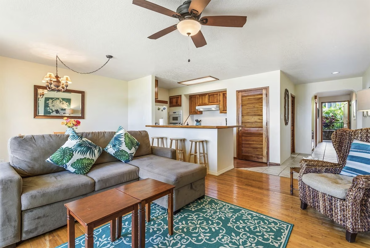 inside a condo on the Big Island in Hawaii