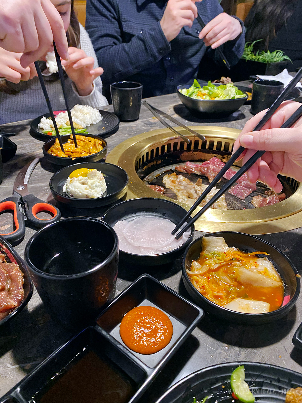 Korean BBQ people eating Korean BBQ in Seattle's Chinatown-International District