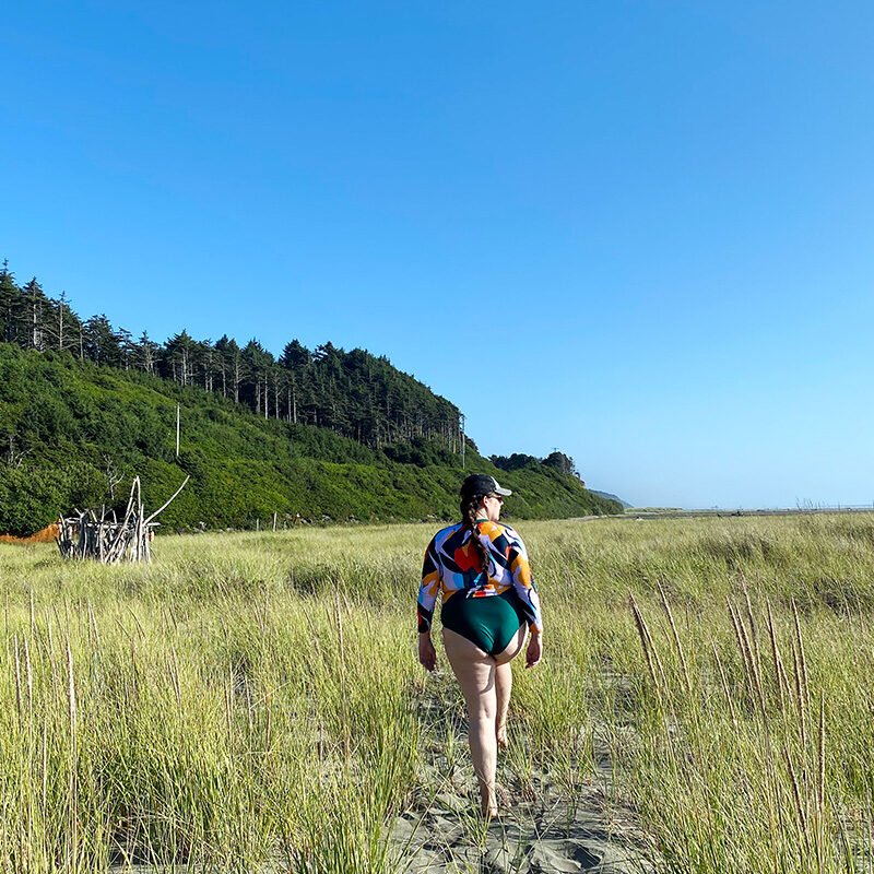 woman walking on one of the best Washington state beaches