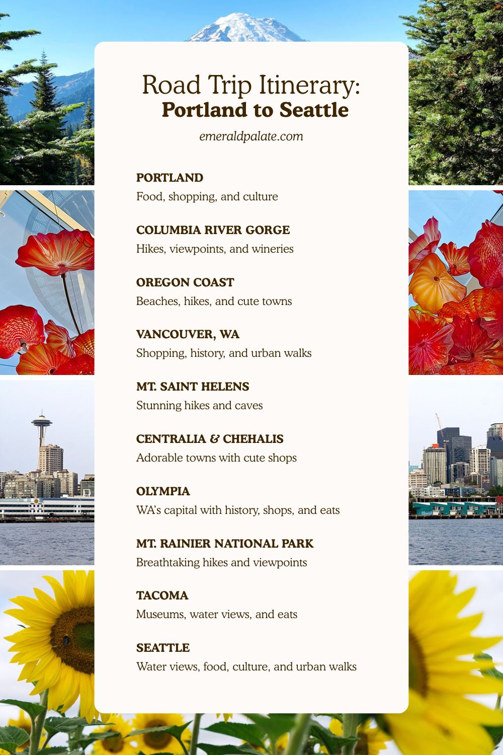 Portland to Seattle road trip itinerary checklist