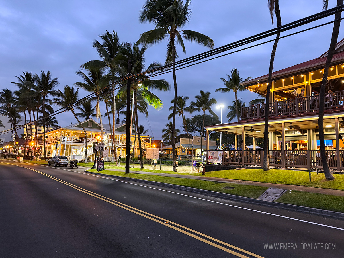 downtown Kona Hawaii at night