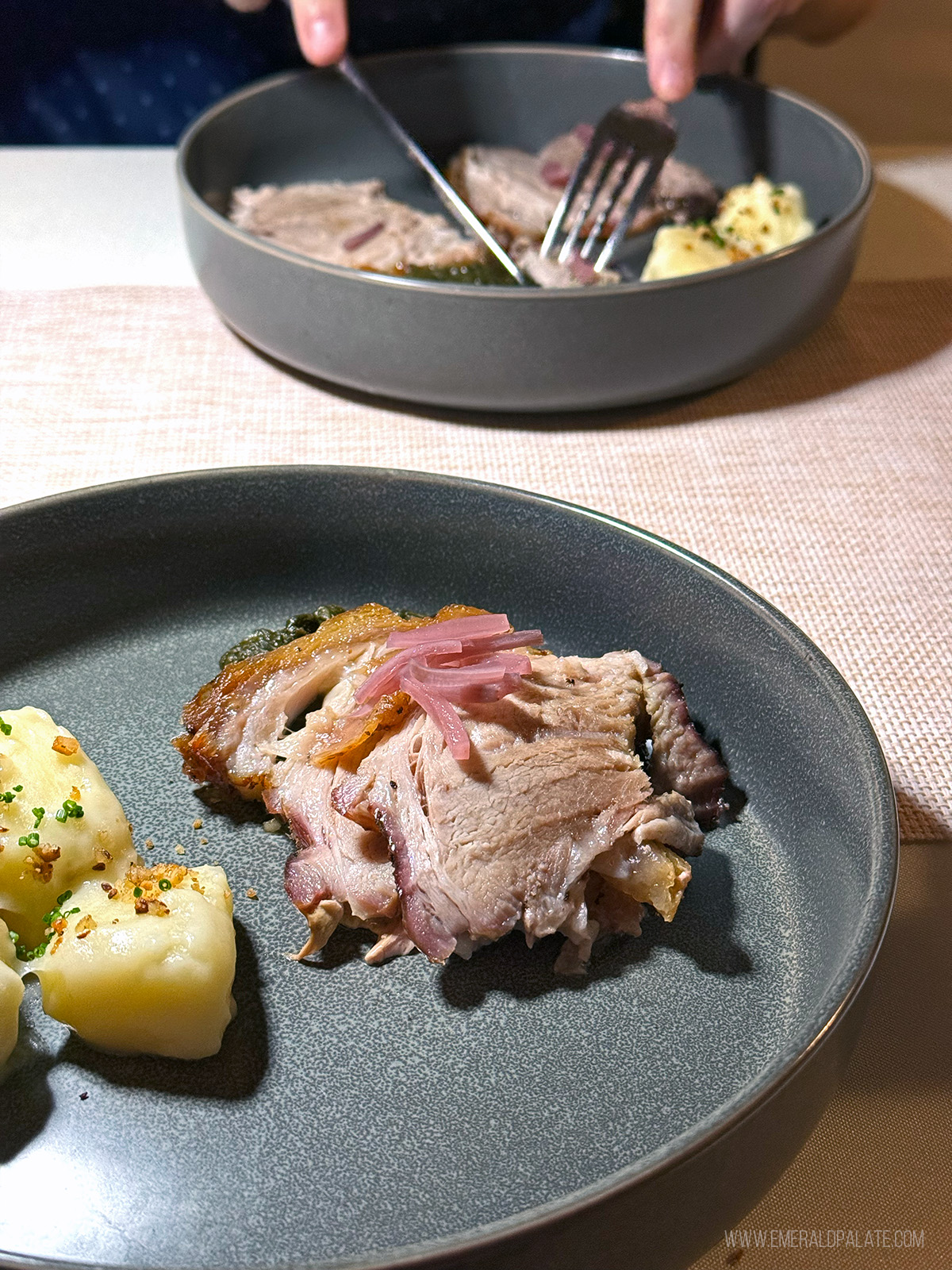 pork lau lau dish at a fancy restaurant in Hawaii