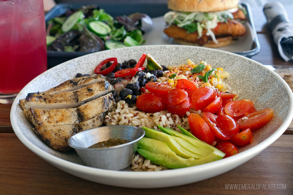chicken grain bowl at one of the healthy restaurants in Scottsdale