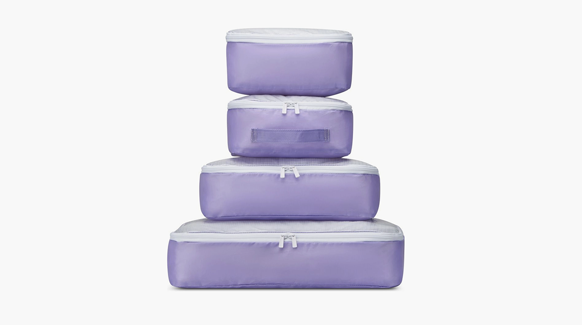 stack of 4 different sized travel packing cubes