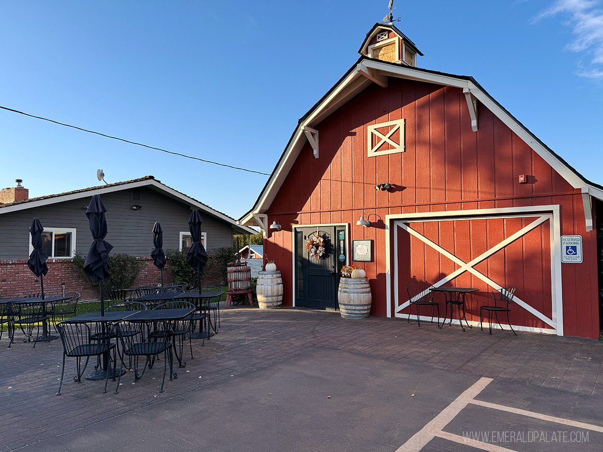 Red barn exterior of Cultura, a Yakima winery