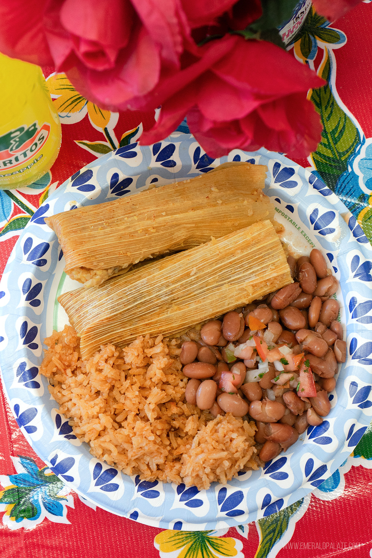 plate of tamales and rice and beans from one of the best Yakima Valley restaurants