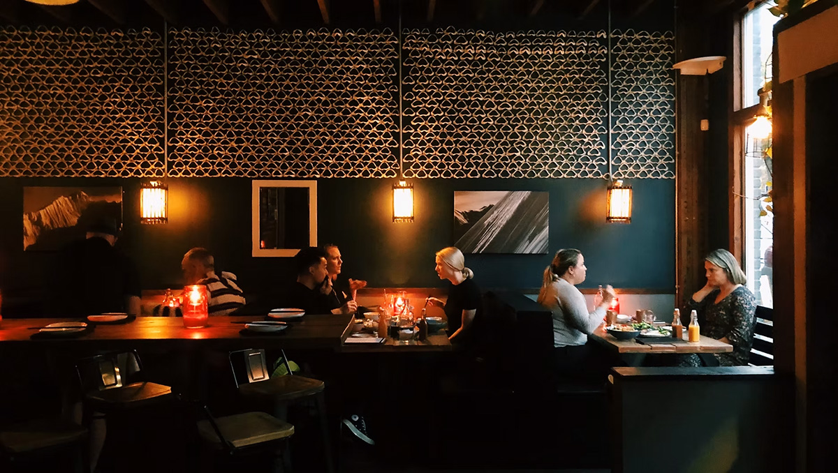 inside a moody eatery in Seattle